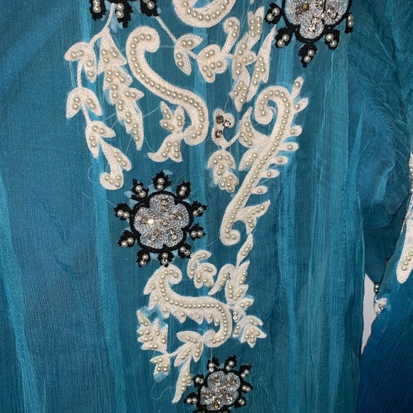 Blue ombré Pakistani Maxi dress frock EUC - Picture 3 of 8
